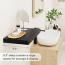 Fun Memories Black Floating Shelves 16 Inch Long, 9 Inch Deep Wall Shelf for Bathroom, 16 x 9 Floating Shelf for Living Room, Bedroom, Kitchen, Rustic Wood Shelves for Wall, Set of 2 by CozyNest Decor