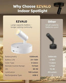 EZVALO Spot Lights Indoor,5500mAh Rechargeable Picture Lights with Remote,Wireless Mini Art Accent Spot Lights with Timer＆Dimmable, 3CCT, Uplights Indoor for Plants,Display,Artwork(2Pack-White) by CozyNest Decor