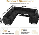 Modular Sectional Sofa with Chaise U Shaped Sectional Couch for Living Room, 7-Seater Comfy Cloud Couches, Plush Corduroy, Black by CozyNest Decor