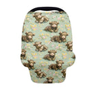 Binienty Highland Cow Baby Car Seat Cover for Boys Girls,Boho Floral Infant Carseat Cover Multi Use Baby Nursing Cover, Shopping Cart/High Chair/Stroller Cover by TinyTreasures Baby Boutique