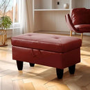 Ottoman Rectangular Storage Ottoman Bench, Faux Leather Footrest, Coffee Table, Stool Footstool with Hinged Lid for Living Room, Bedroom, Entryway, Red, 28.5"x19"x17.5" by CozyNest Decor