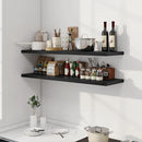 48" Floating Shelves for Wall, 12" Deep Slim Black Floating Shelves, Wall-Mounted Shelves for Bedroom, Living Room, Kitchen, Bathroom - Set of 2 by CozyNest Decor