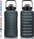 64oz,100oz,128oz Large Motivational Water Bottle with Time Marker, Leakproof & BPA Free Half Gallon Big Water Bottle with Straw Handle Tritan Frosted Water Jug for Gym,Fitness,Outdoor Sports by CozyNest Decor
