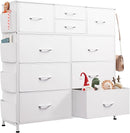 WLIVE White Dresser for Bedroom with 10 Drawers, Chest of Drawers with Side Pockets and Hooks, PU Storage Dresser, Sturdy Metal Frame, Drawers Organizer Unit for Living Room, Hallway, Closet by TinyTreasures Baby Boutique