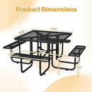 79'' Steel Square Picnic Table for Outdoors, Expanded, Lifetime Picnic Table with Umbrella Hole, Heavy Duty Sturdy Commercial Picnic Tables for Garden Courtyard BBQ, Black by GreenHaven Gardens