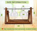 Kingbuy Glass Desktop Planter with Retro Wooden Stand and Plant Terrarium vase (2 Bulbs) for Indoor Office Desk Decor Accessories by GreenHaven Gardens