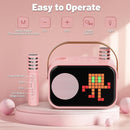 Karaoke Machine for Kids Adults, Portable Bluetooth Karaoke Speaker with 2 Wireless Microphones, Pixel Display Light, Birthday Gifts Toys for Girls & Boys Ages 3, 4, 5, 6, 7, 8, 9,10,11,12+ Years by TinyTreasures Baby Boutique