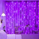 JMEXSUSS 300LED Purple Halloween Lights with Remote, Curtain Hanging Light Plug in, 8 Modes Purple String Lights for Bedroom Window Wall Party Backdrop Christmas Halloween Decorations by CozyNest Decor