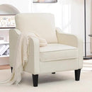 Accent Chairs Set of 2, Upholstered Living Room Chairs with Side Pockets, Mid Century Modern Reading Chair for Bedroom, Comfy Armchair Single Sofa Side Chair for Office, Small Room, Beige by CozyNest Decor