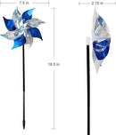 Hausse 10 Pack Reflective Pinwheels, Extra Sparkly Pinwheel, Bird Repellent Devices Deterrent to Scare Birds Away from Yard Patio Farm, Blue & Silver by CozyNest Decor