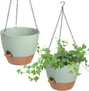 Hanging Planters for Indoor Outdoor Plants, 2 Pack Self Watering Hanging Pot with Drainage Holes & Removable Tray (Green, 10'') by GreenHaven Gardens