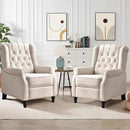 CANMOV Push Back Recliner Chair Set of 2, Elizabeth Fabric Recliner with Tufted Back Home Theater Seating w/Padded Seat and Nailhead Trim, Wooden Legs, Adjustable Single Sofa，White by CozyNest Decor