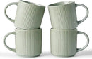 famiware Coffee Mug Set for 4, Star 12 oz Catering Mugs Cup Set with Handle for Coffee, Tea, Cocoa, Milk - Ceramic Stoneware Drinkware Set, Matte Green by CozyNest Decor