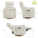 CHITA Swivel Rocker Recliner Chair, Power Nursery Glider Recliner, Nursery Rocking Chair with Adjustable Power Headrest, FSC Certified, Solid Wood Base, Cream by TinyTreasures Baby Boutique