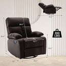 Swivel Rocker Recliner, Rocking Recliners Chair for Small Spaces, Small Rocker Recliner Chair, Nursery Rocking Chairs for Living Room, RV, Nursery, Brown by TinyTreasures Baby Boutique