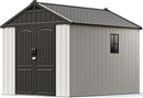 Patiowell 8 x 10 FT Resin Outdoor Storage Shed with Floor, Plastic Shed with Window and Lockable Door for Garden, Backyard, Tool Storage Use, Easy to Install in Beige (Kick-it Shed) by GreenHaven Gardens