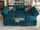 Belffin Modular Sectional Sleeper Sofa Couch with Storage Ottoman Convertible Sectional Couches for Living Room Terry Reversible Chaise. Peacock Blue Sofa by CozyNest Decor
