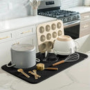 S&T INC. Dish Drying Mat Jumbo, 18” x 30”, Absorbent Microfiber Kitchen Counter Mat, Dish Drying Pad for Dishes, Utensils, Pots and Pans, Jumbo, Black by CozyNest Decor