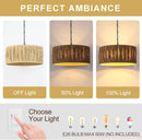 5-Light Boho Chandelier Light Fixture, 18.5" Large Raffia Drum Chandelier Hand Woven Coastal Pendant Light for Dining Room Kitchen Entryway Foyer Bedroom by GreenHaven Gardens