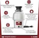 Waste King Garbage Disposal for Kitchen Sink with Power Cord, Food Waste Disposer, L-3200 by CozyNest Decor
