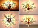 Ganeed Crystal Chandeliers,Vintage K9 Clear LED Ceiling Lighting,Edison Pendant Light Flush Mounted Fixture with 5 Light for Living Room Dinning Room Restaurant Porch Hallway (Gold) by CozyNest Decor