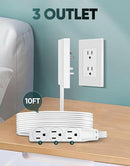 Outlet Concealer Power Strip-Outlet Cover Extender with 3AC Outlets-10ft Flat Plug Extension Cord,Universal Size,1625W for Kitchen, Home and Office,Child & Pet Safe(10 Foot) by TinyTreasures Baby Boutique