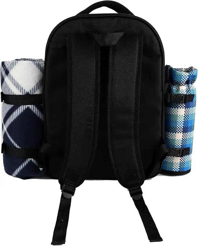apollo walker Picnic Backpack Bag for 2 Person with Cooler Compartment, Detachable Bottle/Wine Holder, Fleece Blanket, Plates and Cutlery Set, photo 8 of 8