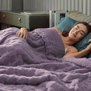 Pawque Super Soft Cozy Throw Blanket for Couch Sofa Bed - Fluffy Sherpa Fleece Reversible Thick Warm Fuzzy Blanket for All-Season, 3D Checkered Jacquard Elegant Decorative Blankets, Purple, 50" x 60" by CozyNest Decor
