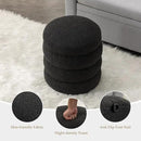 Furniliving Modern Round Ottoman, Soft Bedroom Ottoman Footstool Round Ottomans Stool for Living Room, Bedroom, Makeup Room, Black, Boucle by CozyNest Decor