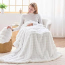 NEWCOSPLAY Faux Fur Twin Blanket White Bubble Blanket Thick Warm Soft for Couch Sofa Bed 550GSM (White, Twin(60"x80")) by CozyNest Decor