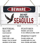 Warning Sign, Do Not Feed The Seagulls Seaside Beach Cafe Bar Metal Wall Warning Wood Plaque Sign, Funny Door Signs, Decorative Wood Hanging Suspension Plaque, Farmhouse Wooden Wall Decor by CozyNest Decor
