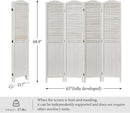 Room Partitions and Dividers, 68.9 Inch Temporary Wall with Double Hinges, Wooden Louver & MDF Stable Screens for Home Office Bedroom Coffeehouse Decoration (4 Panels, White-Washed) by CozyNest Decor