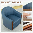 360° Swivel Accent Chair, Modern Leather Barrel Club Chair with Leather Upholstery and Sturdy Wood Base, Comfortable Armchair for Living Room, Bedroom, Reading Nook, Blue by CozyNest Decor