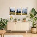 HPINUB Boho Sunflowers Landscape Framed Canvas Wall Art Set,Nature Pine Tree Wall Decor,Abstract Flowers Artwork Rustic Mountain Misty Forest Art Print for Living Room,Bedroom,Office-16 x24 x3 by CozyNest Decor