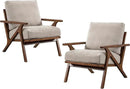 chairus Mid Century Accent Armchairs Modern Upholstered Lounge Chair Compfy Leisure Arm Chair for Living Room Fireplace/Bedroom/Reception/Dorms, Set of 2, Denim Fabric Beige by CozyNest Decor