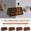 Kogonee Wooden Digital Alarm Clock, 0-100% Dimmer, 2 Alarm Settings, Weekday/Everyday Mode, 9 Mins Snooze, 12/24H, Temperature and Date Display for Office, Travel, Bedroom Alarm Clock (Brown) by CozyNest Decor