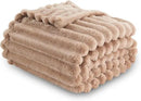 NEWCOSPLAY Super Soft Throw Blanket Taupe Premium Silky Flannel Fleece 3D Ribbed Jacquard Lightweight Bed Blanket All Season Use (Taupe Ribbed, Throw(40"x50")) by CozyNest Decor