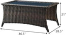 Patio Tables Wicker Coffee Table - Outdoor Rattan Coffee Tables with Glass Top for Patio Proch Deck Balcony Rectangle Brown by GreenHaven Gardens