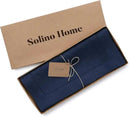 Solino Home Linen Navy Table Runner 108 Inches Long - 100% Pure Linen 14 x 108 Inch Table Runner for Fall, Autumn, Thanksgiving - Classic Hemstitch by CozyNest Decor
