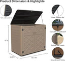 HOMSPARK Storage Shed Weather Resistance, Multi-Purpose Outdoor Storage Cabinet for Backyards and Patios, Horizontal Storage Shed for Lawnmower, Patio Accessories (Coffee, X Large - 48 cu.ft) by GreenHaven Gardens