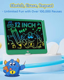 TEKFUN LCD Writing Tablet for Kids Boys Toys, 12 Inch Erasable Doodle Board Colorful Drawing Pad, Board Games Outdoor Travel Toys Gifts for Toddlers Boys Adults (Green) by TinyTreasures Baby Boutique