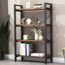 Solid Wood Bookshelf, 4-Tier Rustic Vintage Industrial Etagere Bookcase, Open Metal & Wood Vintage Book Shelf, Retro Brown by CozyNest Decor