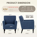 COLAMY Accent Chair Set of 2 for Living Room, Modern Upholstered Fabric Accent Armchair with Back, Soft Single Sofa Chair with Arms for Bedroom/Office/Reception Room, Blue by CozyNest Decor