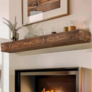 60x8x5 Fireplace Mantel - Handcrafted Hollow Rustic Solid Wood Wall Mounted Floating Shelf with Invisible Heavy Duty Wood Bracket (Weathered Brown) by CozyNest Decor