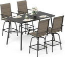 Sophia & William Outdoor Bar Set, Patio Bar Table and Chairs Set, Bar Height Patio Set - 4 x Swivel Bar Chairs(Brown-Padded), 1 x Rectangular Bar Table by CozyNest Decor
