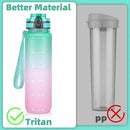 OLDLEY 32 oz Water Bottle, Motivational Water Bottle with Time Marker, Sports Water Bottle With Strap, Leakproof & BPA Free Large Water Bottles for School, Gym, Travel, Outdoor, Tritan,Green&Pink by CozyNest Decor