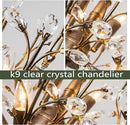 Vintage Farmhouse Chandelier 8-Light Crystal Branch Pendant Lights for Living Room Dining Room Porch Kitchen Island Bedroom Restaurant, Aged Bronze by CozyNest Decor