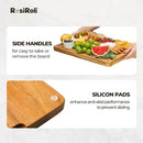 Acacia Wood Cutting Board for Kitchen - 1 inch Thick FSC Certified Wood Charcuterie Cheese Board with Side Handles and Juice Grooves, Wooden Chopping Block for Meat and Veggies, 17x12 inch by CozyNest Decor