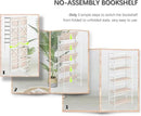 4NM 5 Tiers No Assembly Book Shelves, 51.2" H Folding Bookshelf Bookcase Open Industrial Foldable Shelves for Bedroom, Living Room, Home Office - Natural White by CozyNest Decor