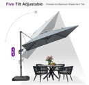 PURPLE LEAF 9 Feet Patio Umbrella with Base Outdoor Cantilever Square Umbrella Aluminum Offset Umbrella with 360-degree Rotation for Garden Deck Pool Patio Light Grey by GreenHaven Gardens